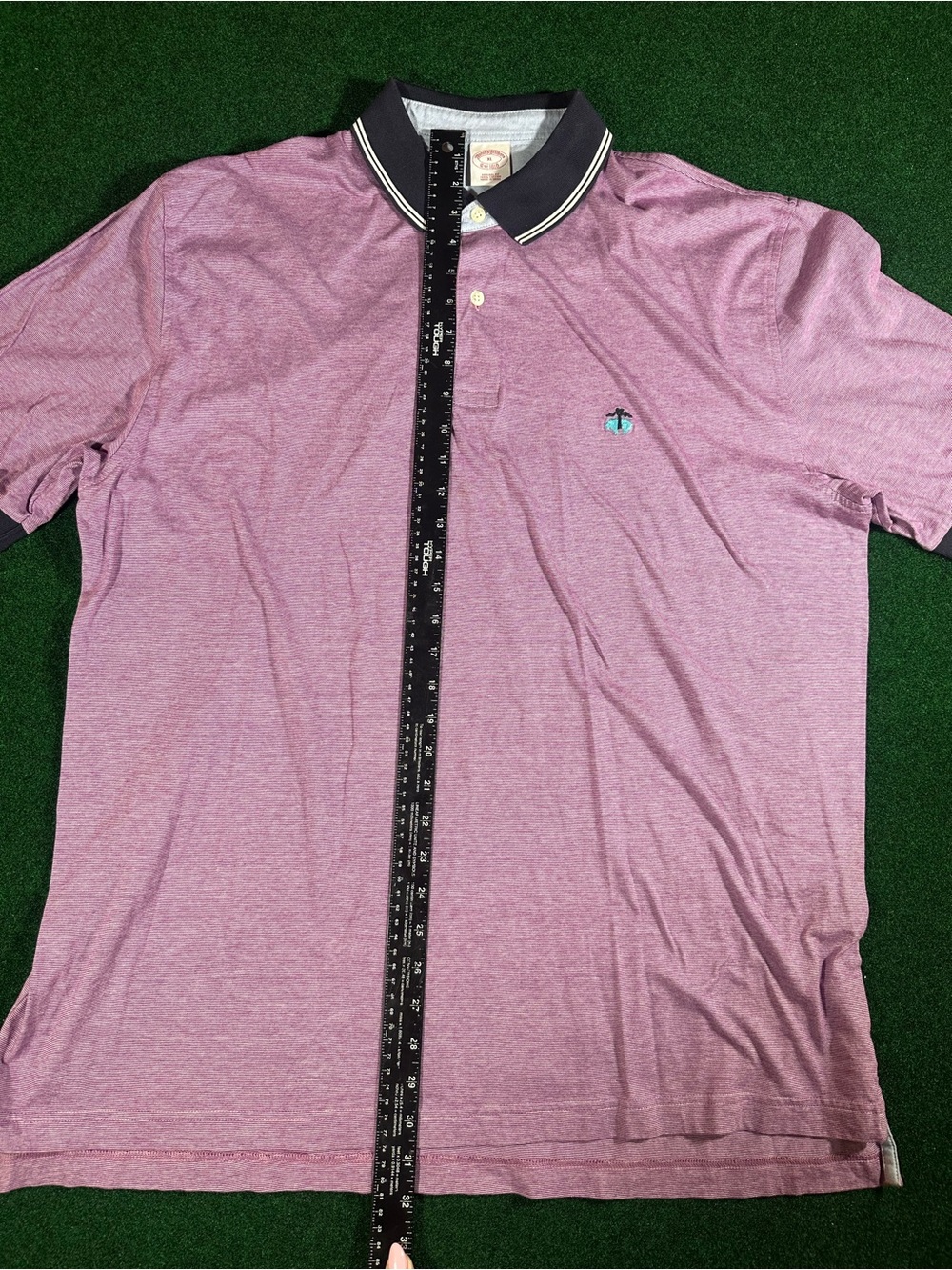 Men's Brooks Brothers Purple Polo Shirt with Contrast Collar - Picture 5 of 7
